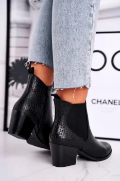 Botki Damskie Na Obcasie Sergio Leone Czarne BT613