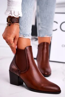 Botki Damskie Na Obcasie Sergio Leone Brązowe BT613