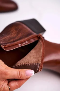 Botki Damskie Na Obcasie Sergio Leone Brązowe BT613