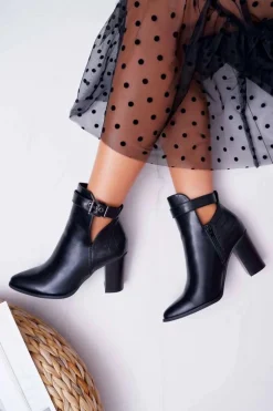 Botki Damskie Na Obcasie Czarne Getren