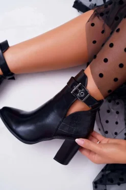 Botki Damskie Na Obcasie Czarne Getren