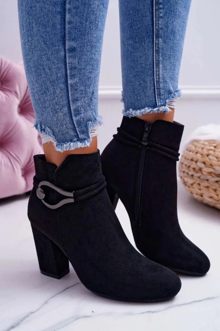 Botki Damskie Na Obcasie Zamszowe Tola S.Barski