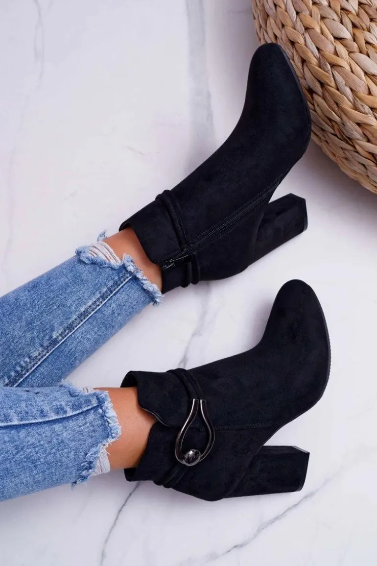 Botki Damskie Na Obcasie Zamszowe Tola S.Barski