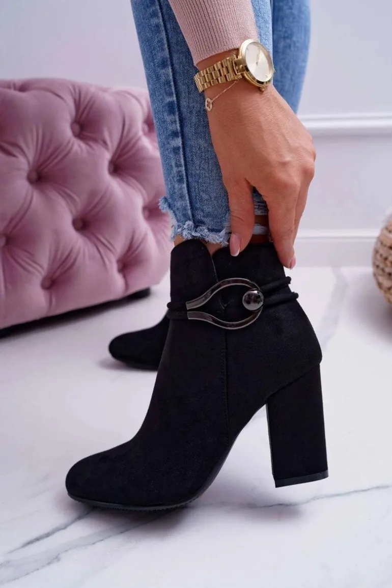 Botki Damskie Na Obcasie Zamszowe Tola S.Barski