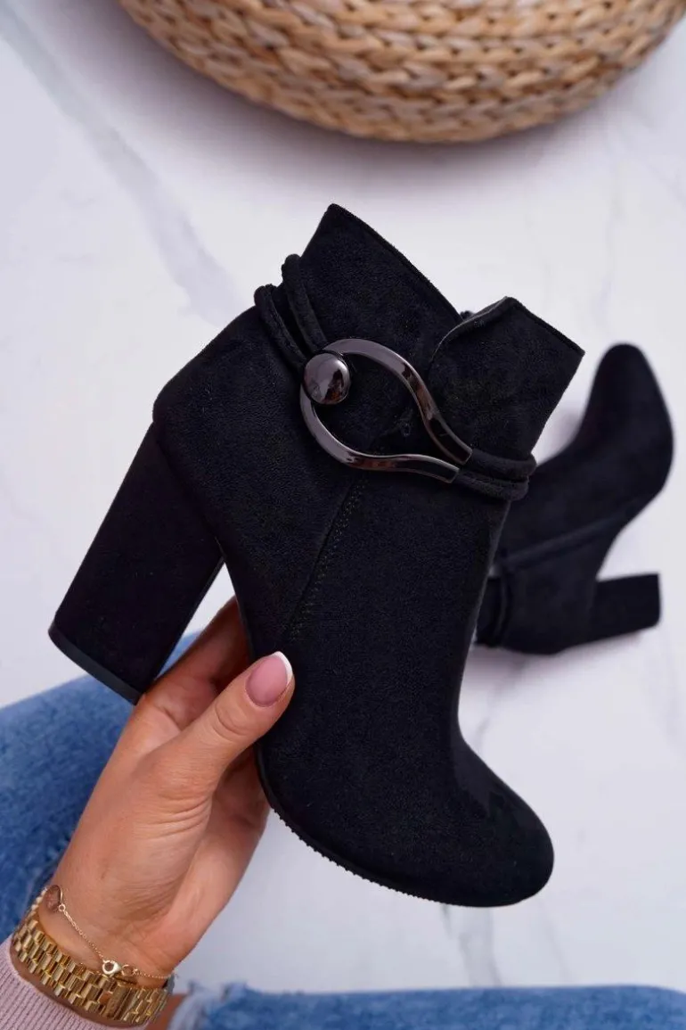 Botki Damskie Na Obcasie Zamszowe Tola S.Barski