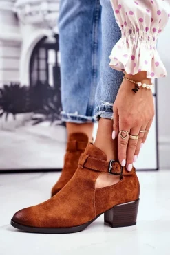 Botki Damskie Na Obcasie Z Wycięciami Camel Sicily
