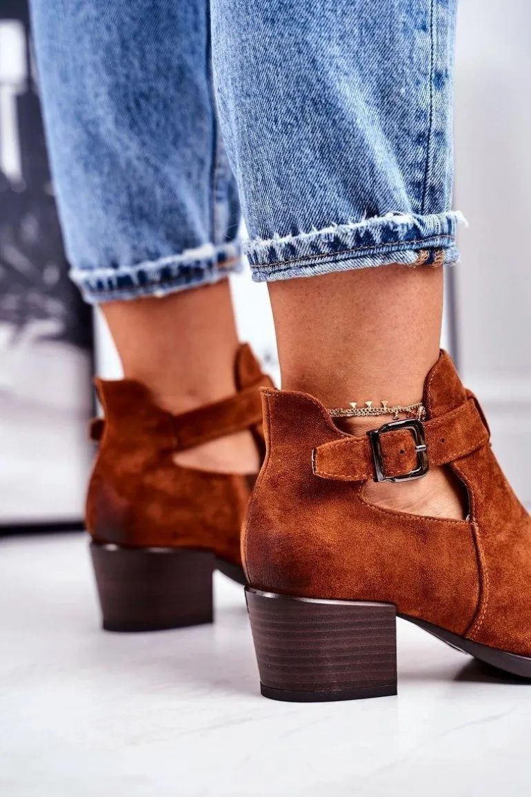 Botki Damskie Na Obcasie Z Wycięciami Camel Sicily