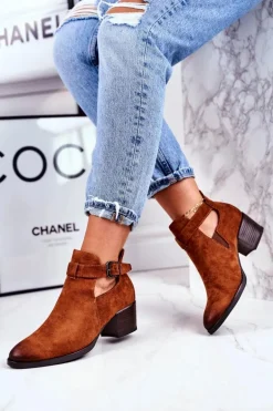 Botki Damskie Na Obcasie Z Wycięciami Camel Sicily