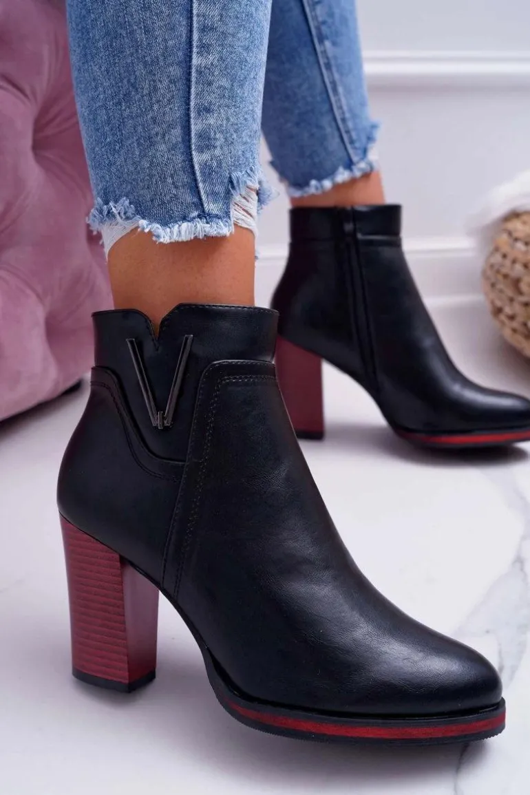 Botki Damskie Na Obcasie Sergio Leone Czarne BT537