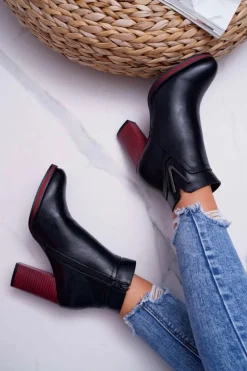 Botki Damskie Na Obcasie Sergio Leone Czarne BT537