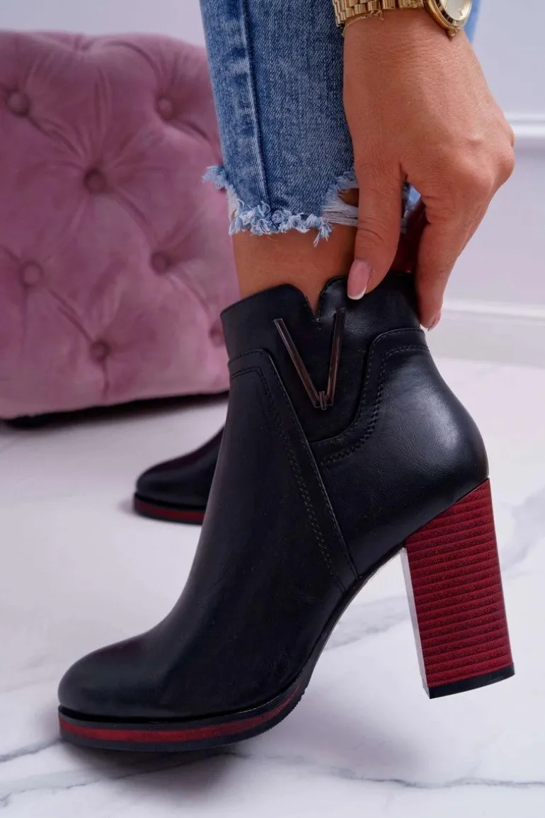 Botki Damskie Na Obcasie Sergio Leone Czarne BT537