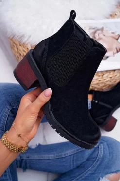 Botki Damskie Na Obcasie Sergio Leone Czarne BT702