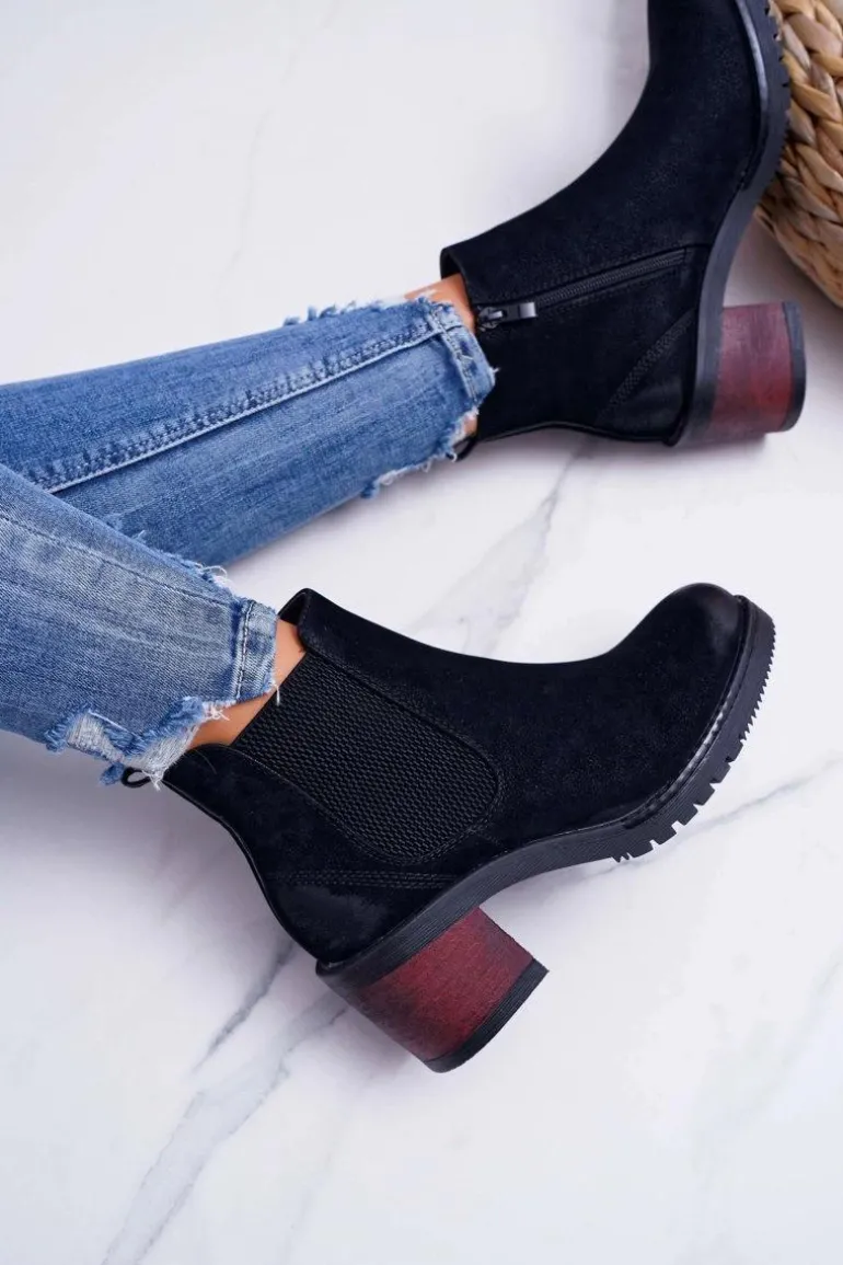 Botki Damskie Na Obcasie Sergio Leone Czarne BT702