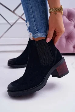 Botki Damskie Na Obcasie Sergio Leone Czarne BT702