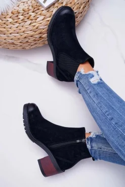 Botki Damskie Na Obcasie Sergio Leone Czarne BT702