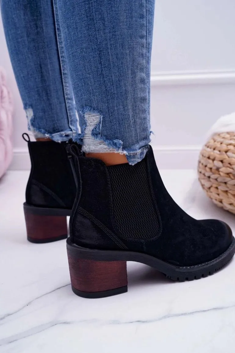 Botki Damskie Na Obcasie Sergio Leone Czarne BT702