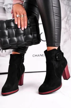 Botki Damskie Na Obcasie Sergio Leone Czarne BT533