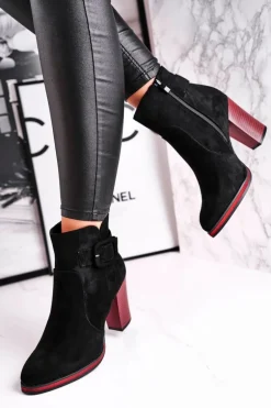 Botki Damskie Na Obcasie Sergio Leone Czarne BT533