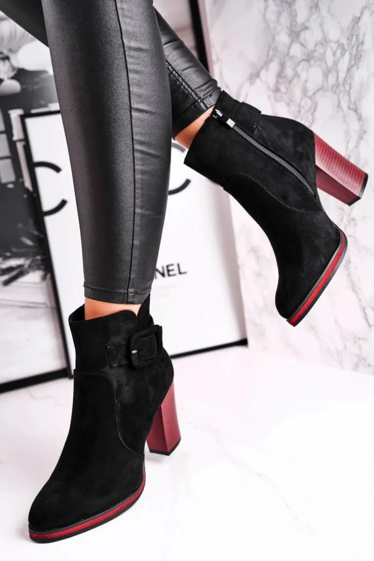 Botki Damskie Na Obcasie Sergio Leone Czarne BT533