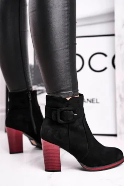 Botki Damskie Na Obcasie Sergio Leone Czarne BT533