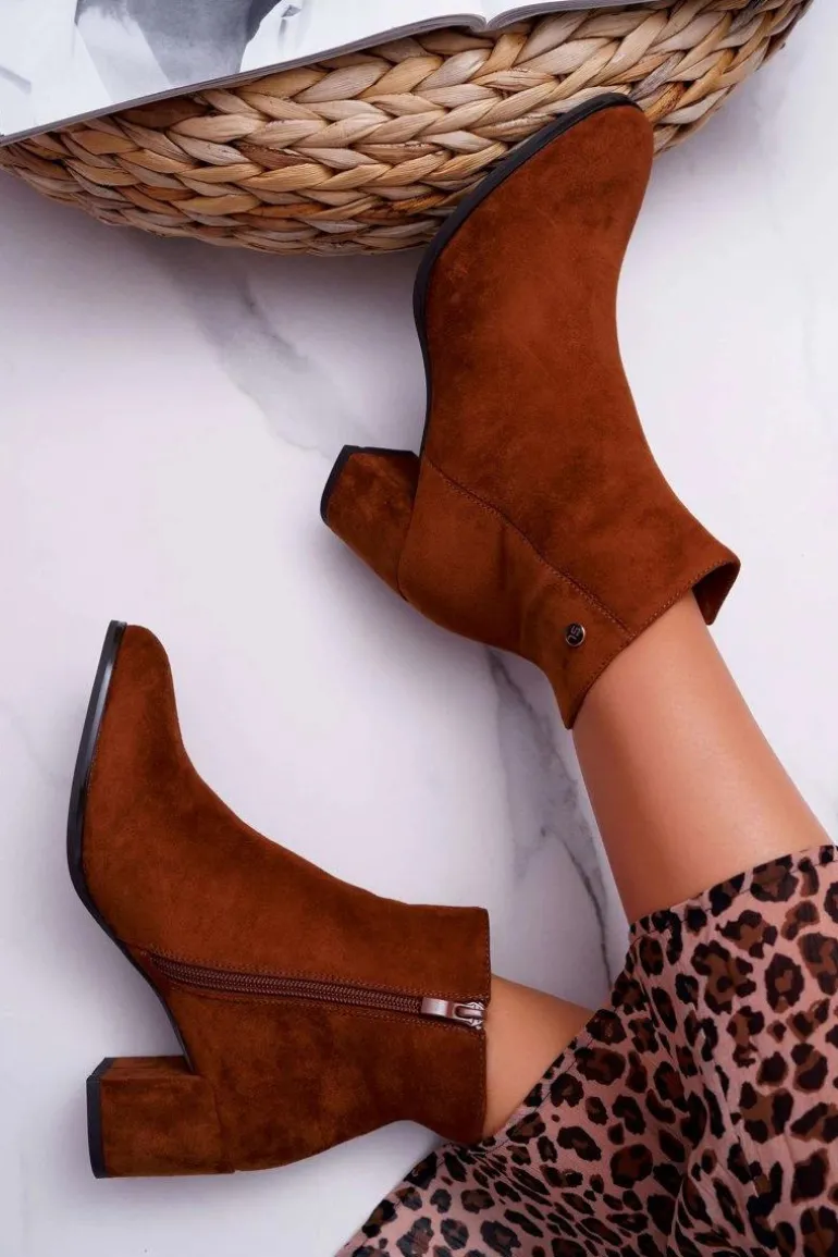 Botki Damskie Na Obcasie Sergio Leone Camel BT520