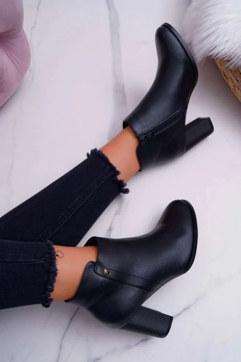 Botki Damskie Na Obcasie Sergio Leone Czarne BT518