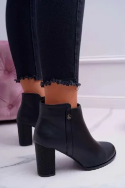 Botki Damskie Na Obcasie Sergio Leone Czarne BT518