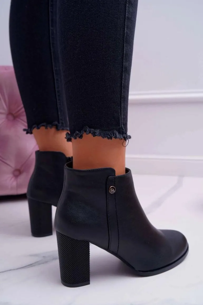 Botki Damskie Na Obcasie Sergio Leone Czarne BT518