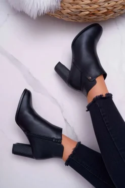 Botki Damskie Na Obcasie Sergio Leone Czarne BT518