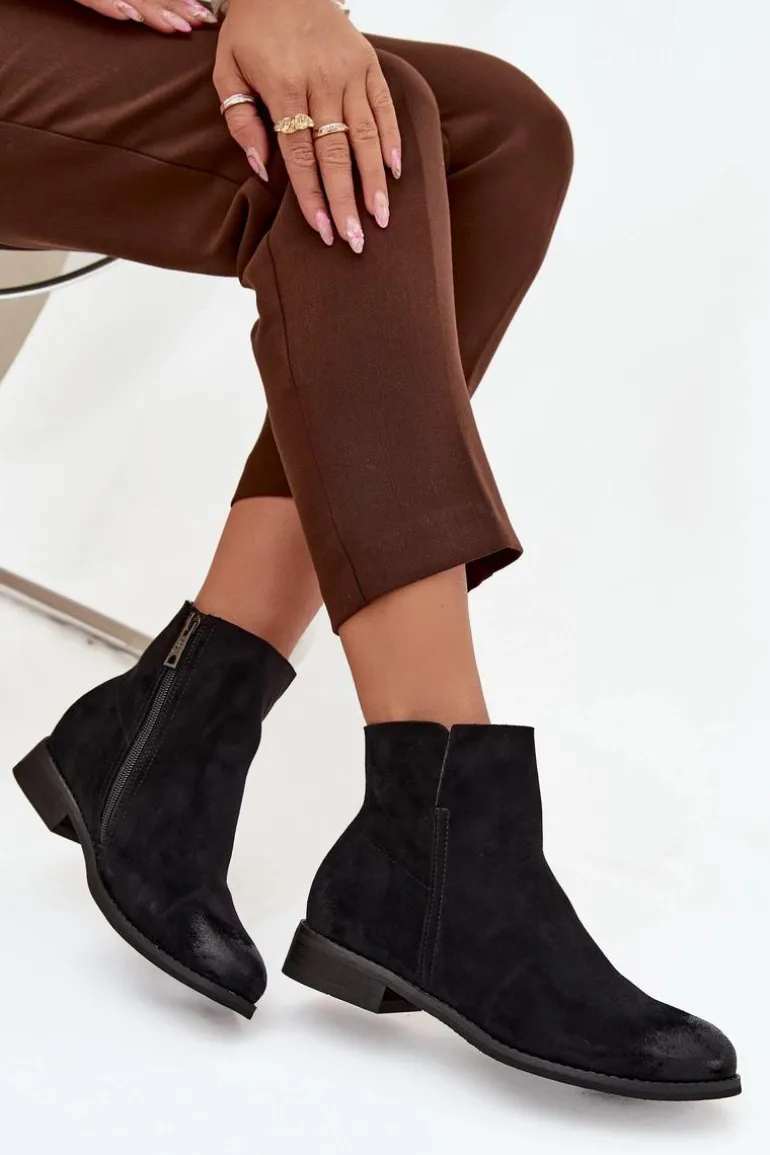 Botki Damskie Na Płaskim Obcasie Vinceza 39961 Czarne