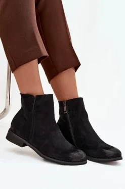 Botki Damskie Na Płaskim Obcasie Vinceza 39961 Czarne