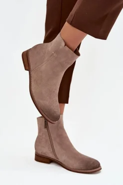 Botki Damskie Na Płaskim Obcasie Vinceza 39961 Beżowe