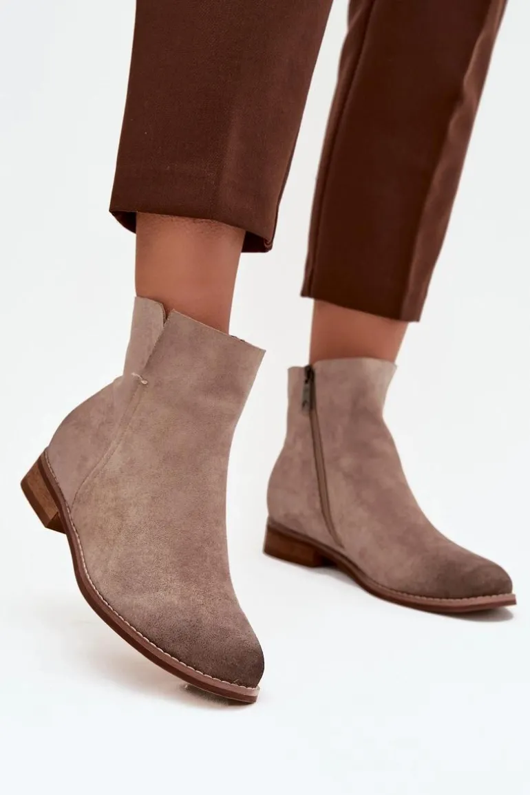 Botki Damskie Na Płaskim Obcasie Vinceza 39961 Beżowe