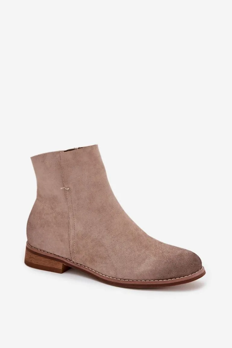 Botki Damskie Na Płaskim Obcasie Vinceza 39961 Beżowe