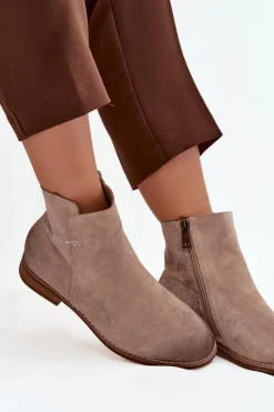 Botki Damskie Na Płaskim Obcasie Vinceza 39961 Beżowe