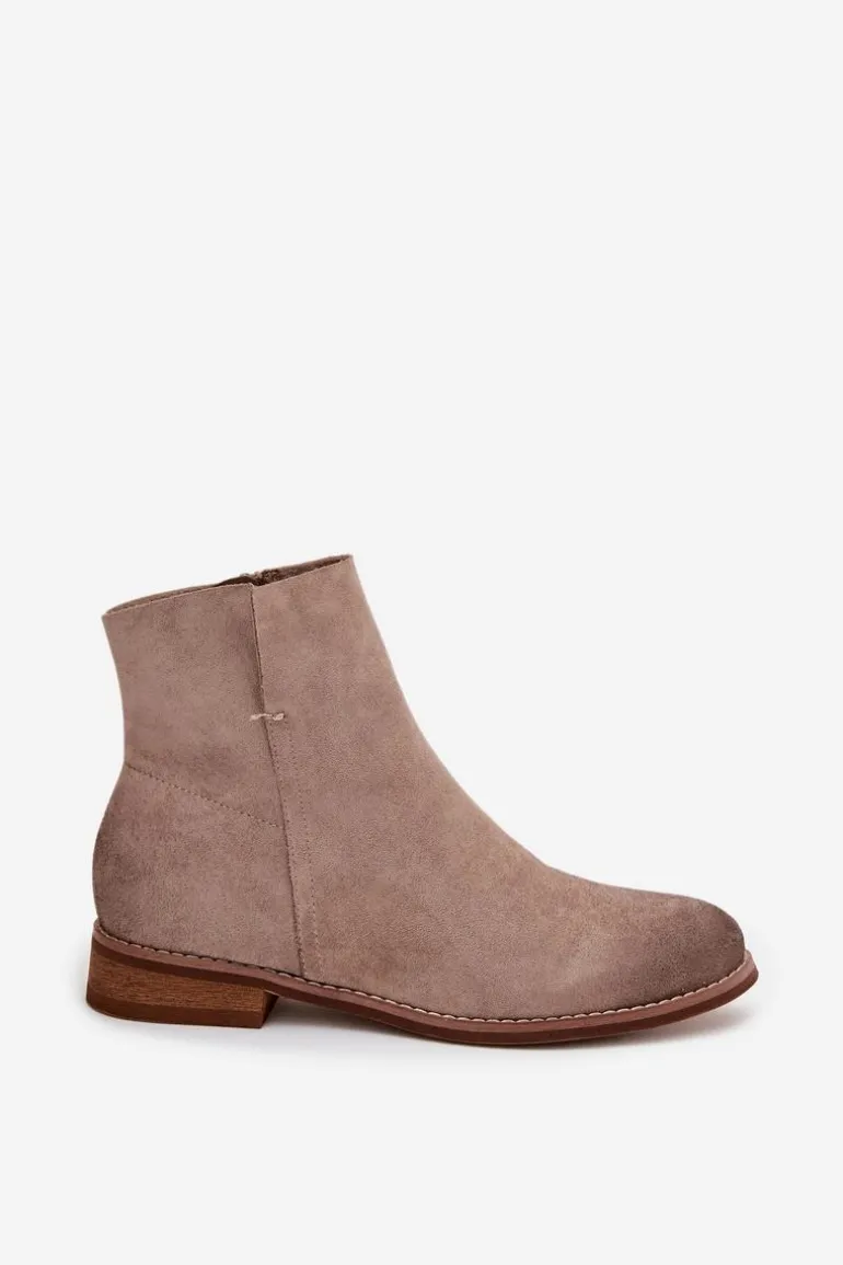 Botki Damskie Na Płaskim Obcasie Vinceza 39961 Beżowe