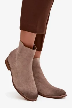 Botki Damskie Na Płaskim Obcasie Vinceza 39961 Beżowe