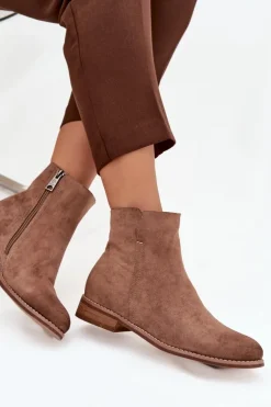 Botki Damskie Na Płaskim Obcasie Vinceza 39961 Jasnobrązowe