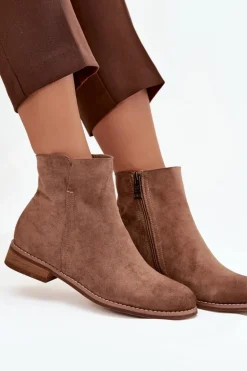 Botki Damskie Na Płaskim Obcasie Vinceza 39961 Jasnobrązowe