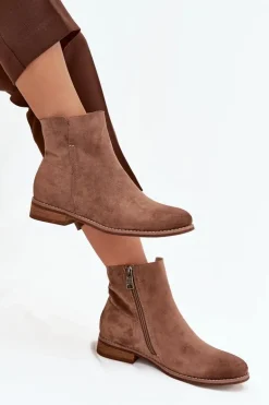 Botki Damskie Na Płaskim Obcasie Vinceza 39961 Jasnobrązowe