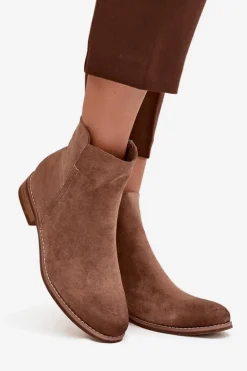 Botki Damskie Na Płaskim Obcasie Vinceza 39961 Jasnobrązowe
