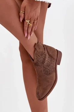 Botki Damskie Na Płaskim Obcasie S.Barski HY52-532 Brązowe