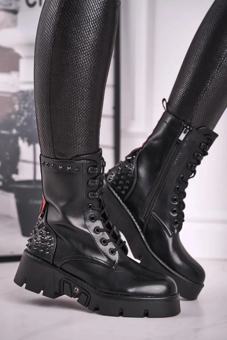 Botki Damskie Na Platformie Grunge Czarne Angels Rock