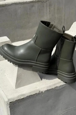 Botki Damskie Na Platformie I Płaskim Obcasie Zielone Levira