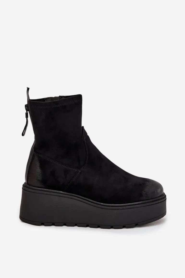 Botki Damskie Na Platformie Ocieplane Vinceza 58596 Czarne