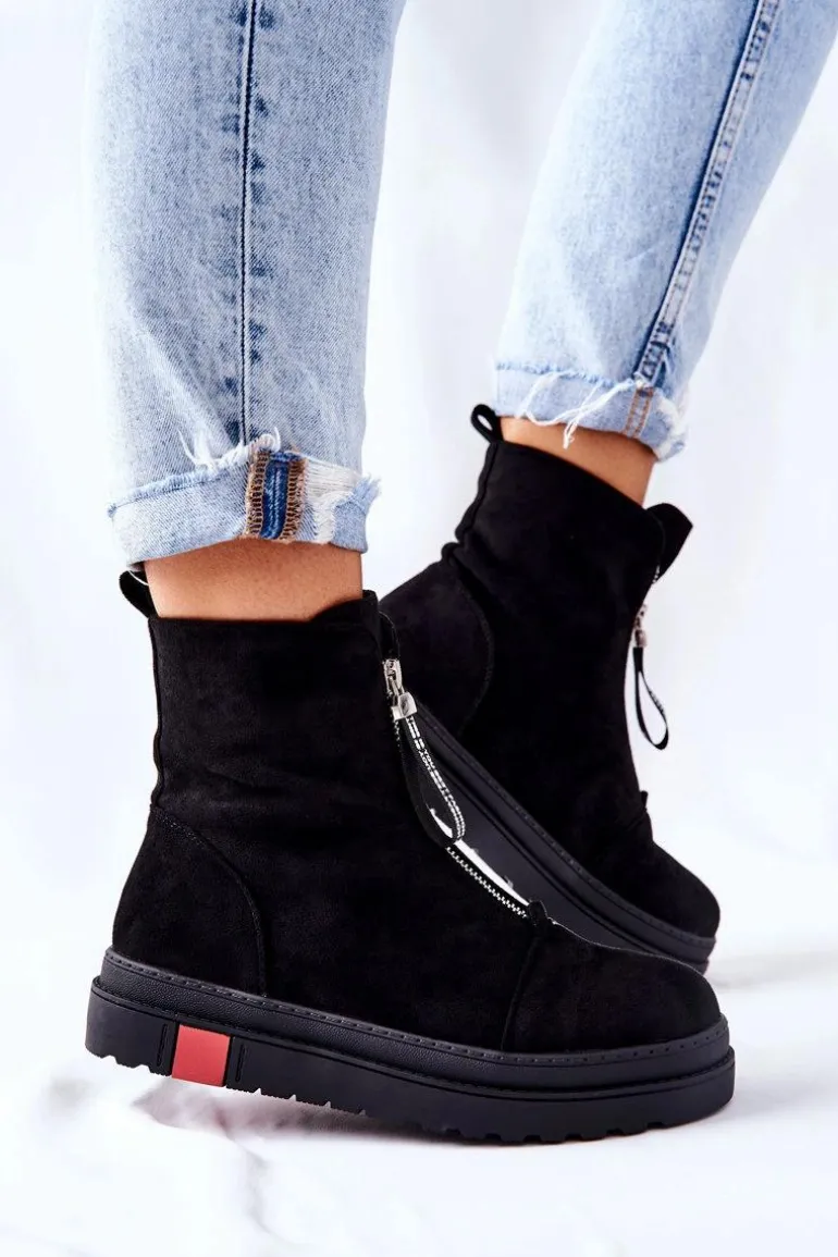 Botki Damskie Na Platformie Czarne Charlee