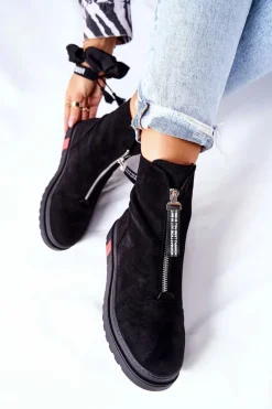Botki Damskie Na Platformie Czarne Charlee