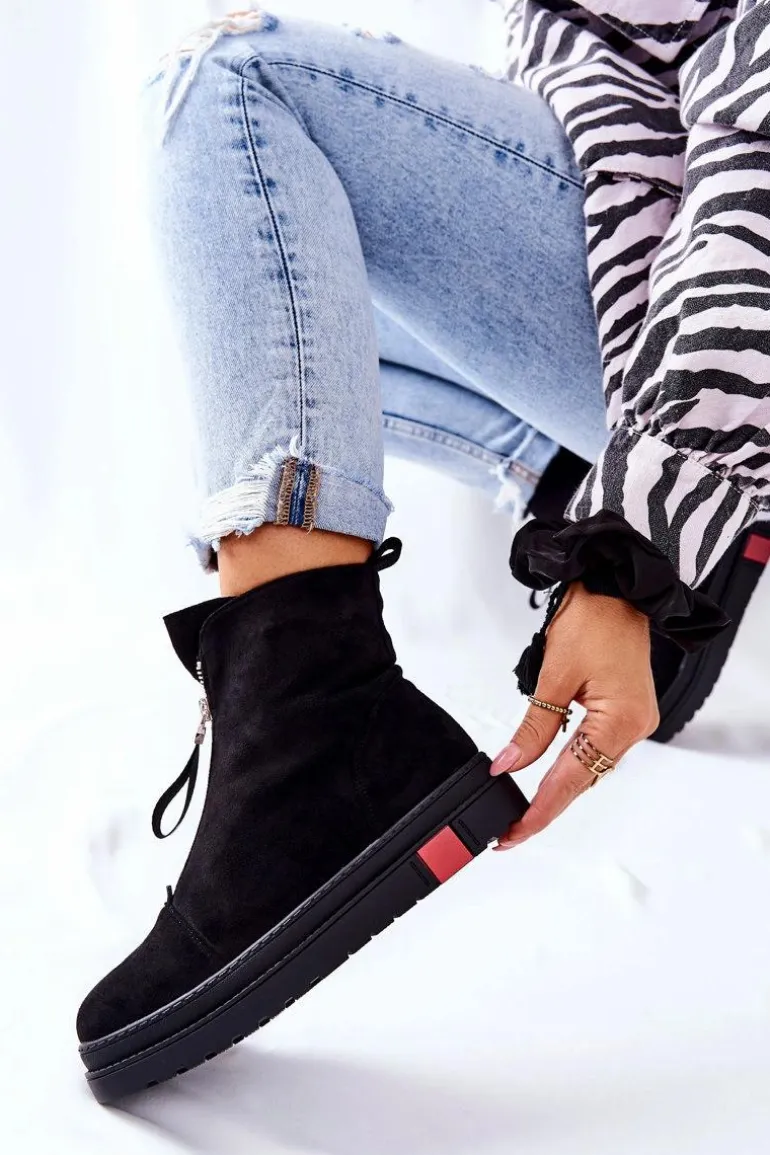 Botki Damskie Na Platformie Czarne Charlee