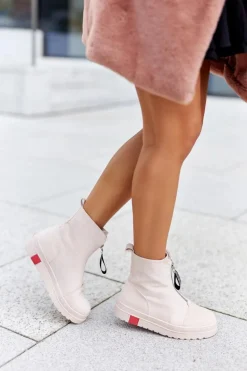 Botki Damskie Na Platformie Beżowe Charlee