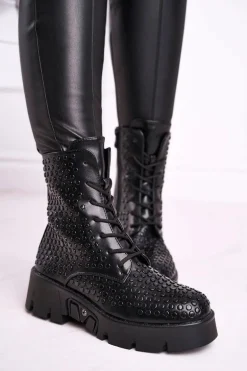 Botki Damskie Na Platformie Grunge Czarne Don't Stop